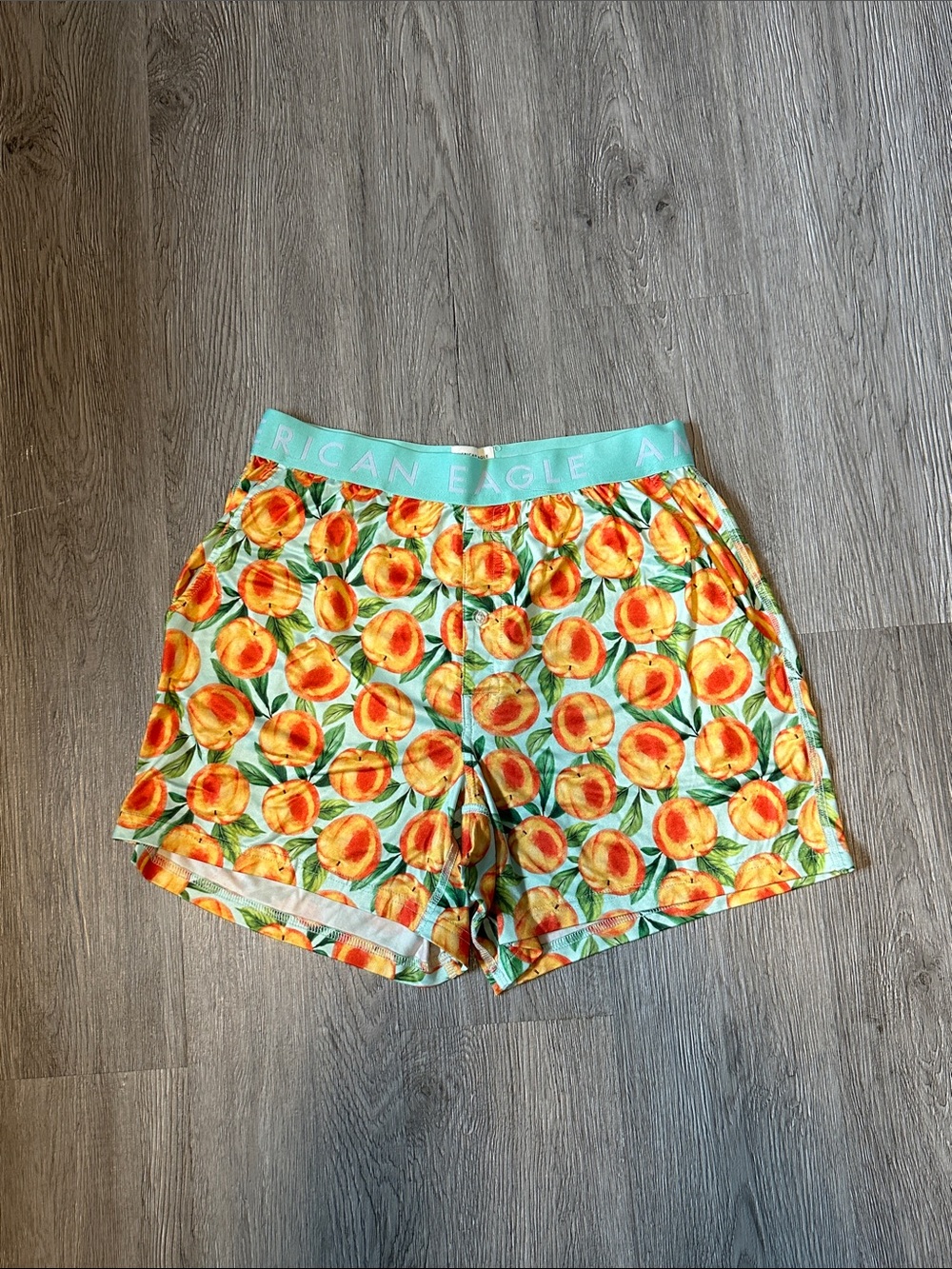 American Eagle Outfitters Peach Print Athletic Shorts - Green/Orange/Yellow